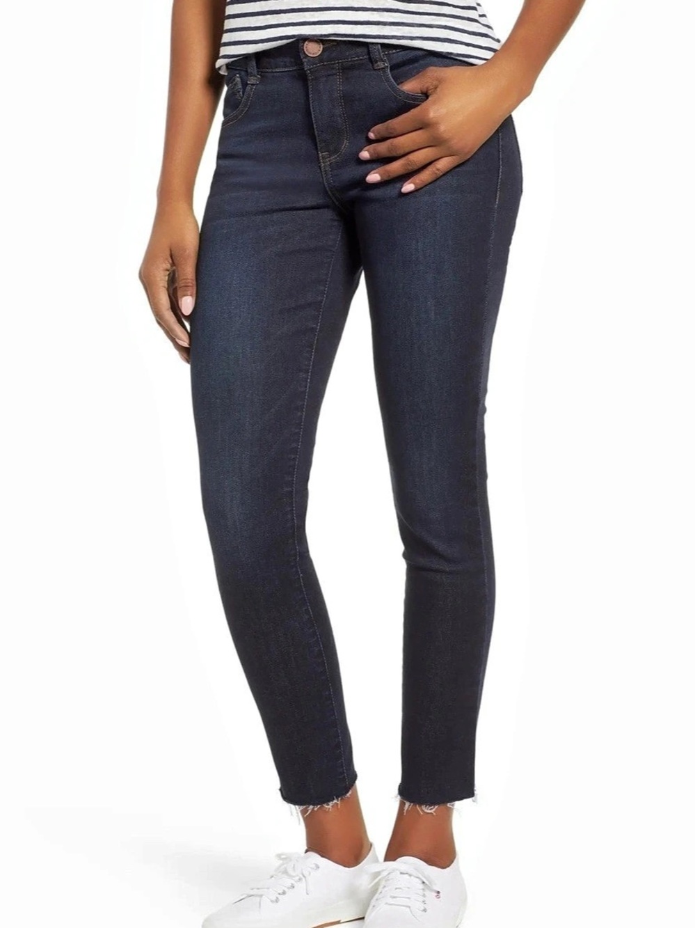 Wit & Wisdom Ab-Solution Frayed Hem Skinny Jeans Blue Waist 10